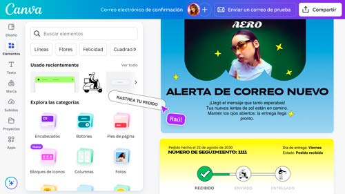 diseño de correos electrónicos en Canva